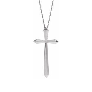 Sterling Silver Elongated Passion Cross Necklace, 20 Inch